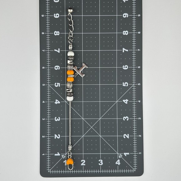 Tennessee Volunteers Charm Bracelet Silver-tone w/ 11 Beads Orange White 9" L - Picture 6 of 7